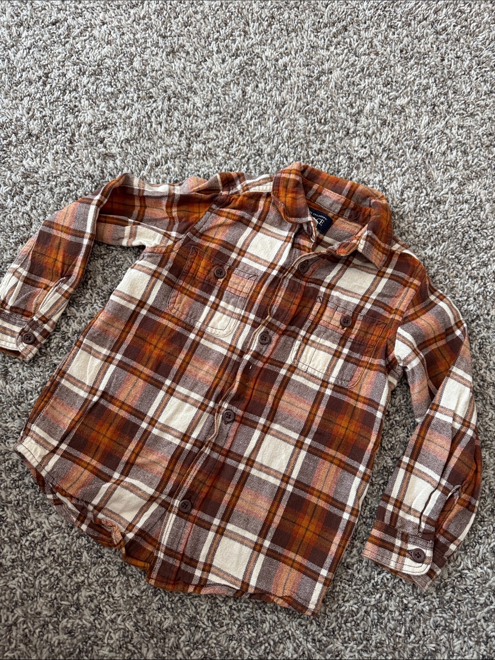 The Children's Place Brown & Orange Plaid Button-Down Shirt